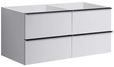 Productafbeelding van CERANO - Badkamermeubel onder de wastafel met handgreep Velora - mat wit, zwarte handgreep - 138x53x46,5 cm