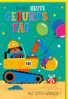 Produktbild von Kindergeburtstag - Karte mit Umschlag - Hund im Bagger