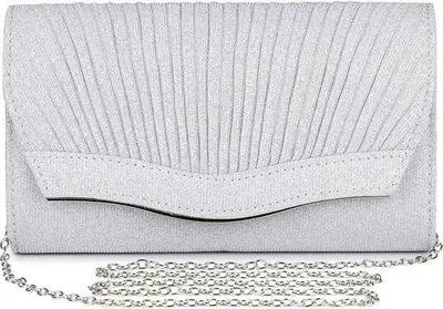 Productafbeelding van Unyqoos® Avondtas dames – Satine clutch met ketting, enveloptas van 23 x 3 x 14 cm, polyester voering, magnetische sluiting, kleine schoudertas en bruidstas voor een bruiloft