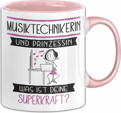 Produktbild von Musiktechnikerin Und Prinzessin Tasse Geschenk Für Eine Musiktechnikerin Geburtstag Was Ist Deine Superkraft (Rosa)