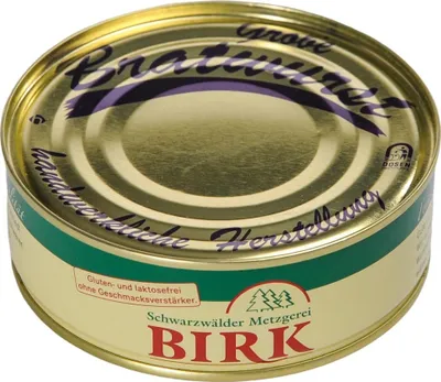 Produktbild von Schwarzwälder Metzgerei Birk: Grobe Bratwurst in der Dose - Handgemacht!