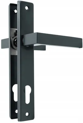 Produktbild von QRS - Türbeschlag, Türgriff für Gartentor, Türklinken Griff, 72mm, Graphit Drückergarnitur, Türdrücker Langschild für Außeneinsatz Pulverbeschichtet