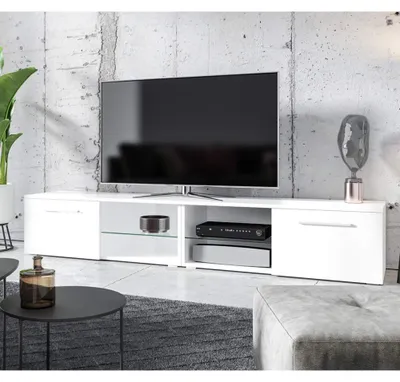 TV-Board weiß 200x40x34 cm mit 4 offenen Fächern