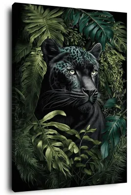 Image de Tableau sur toile panthère noire 45x65 cm, Tableau mural moderne pour décoration intérieure
