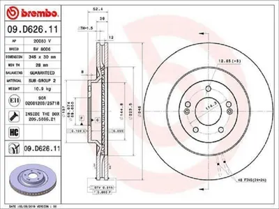 Image de 2x BREMBO Disque de frein 09.D626.11 pour HYUNDAI i30 bicorps (PDE PD PDEN)