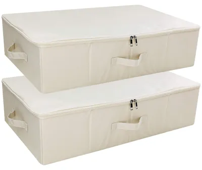 Aufbewahrungsboxen mit Deckel, 2er-Set, 70x40x18 cm, beige
