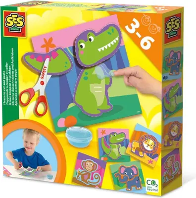 Produktbild von SES Creative 14042 Lernset Ausschneiden und Aufkleben, Sicher für Kinder, Bastelset für Kinder, 3 Jahr(e), Mehrfarbig