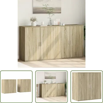 Produktbild von The Living Store Sideboards 2 Stk. Sonoma-Eiche 79x38x80 cm Holzwerkstoff