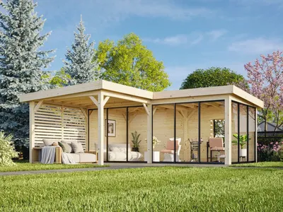 Produktbild von Pavillon Palmako Lenna Slide Plus 24,9 m² Set 714 588 x 588 cm tauchimprägniert grau
