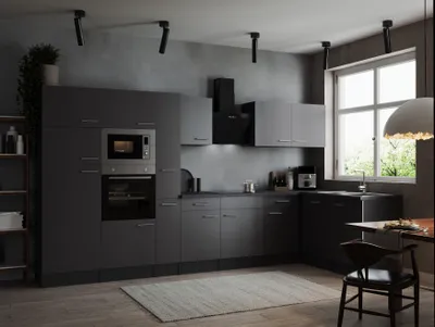 Produktbild von L Küche Küchenzeile Winkelküche Grau Matt Grau Oliver 370 x 172 cm Respekta