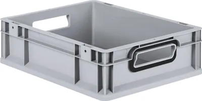 Produktbild von Eurobox NextGen Color | HxBxT 12x30x40cm | 11 Liter | Griffe schwarz offen | Glatter Boden | Grau | Eurobehälter, Transportbox, Transportbehälter, Stapelbehälter
