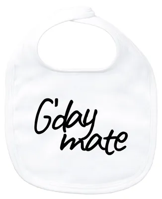 Produktbild von Huuraa Baby Lätzchen G`day mate Spruch White Klettverschluss Baumwolle Latz Geschenkidee