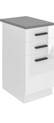 Produktbild von Belini Unterschrank Küche, Küchenunterschrank 40 cm Breite. SDSZ Küchenunterschrank mit Arbeitsplatte. Küchenschrank mit Schubladen, Weiß Hochglanz