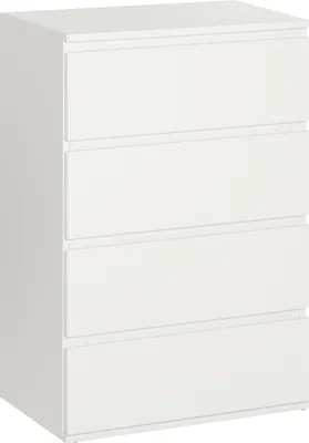 Immagine prodotto di HOMCOM Cassettiera con 4 cassetti, mobile da ufficio con linguette antiribaltamento, per soggiorno, camera da letto, bianco, 55 x 33 x 80 cm
