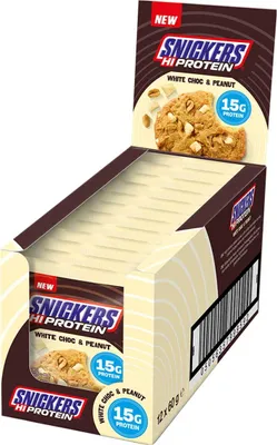 Produktbild von Snickers High Protein Cookie – Weiße Schokolade & Erdnuss – 12 x 60 g