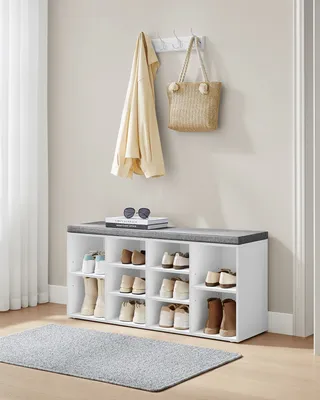 Produktbild von VASAGLE Schuhbank, Sitzbank, 10 Fächer, Länge 104 cm, Weiß