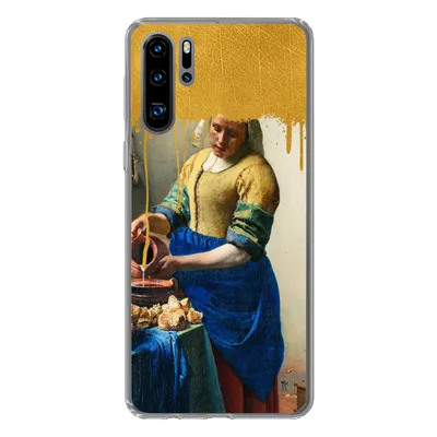 Produktbild von MuchoWow® Handyhülle Schutzhülle Hülle für Huawei P30 Pro Milchmädchen - Gold - Alte Meister Silikon Softcase Handy Hülle - Schutzdeckel