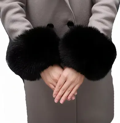 Obrázok produktu pre Elegantné čierne kožušinové manžety pre zimný štýl KP37097