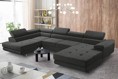 Image de AX LIVING Arborio XL Ensemble de salon XXL Canapé en U Gris foncé 352 G