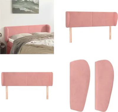 Produktbild von vidaXL Kopfteil mit Ohren Rosa 147x23x78/88 cm Samt - Kopfteil - Kopfteile - Bett-Kopfteil - Bettkopfteil