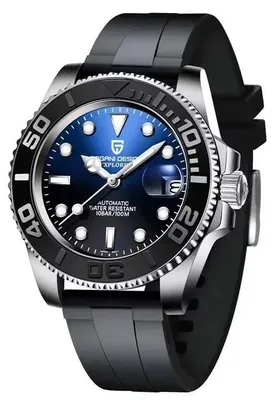 Produktbild von Herrenuhr Pagani Design Yachmaster, Mechanisch, Silikonarmband, Schwarz / Blau
