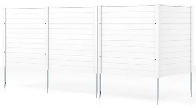 Image de COSTWAY Clôture de jardin 4 pièces 123 x 123 cm, clôture avec poteaux en métal galvanisé et capuchons de protection, clôture décorative brise-vue, clôture autoportante à emboîter, blanche