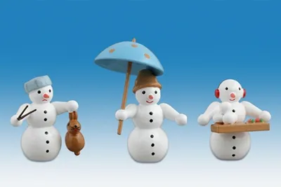 Produktbild von Holzfigur Schneemänner 3tlg. Höhe 6,5cm NEU