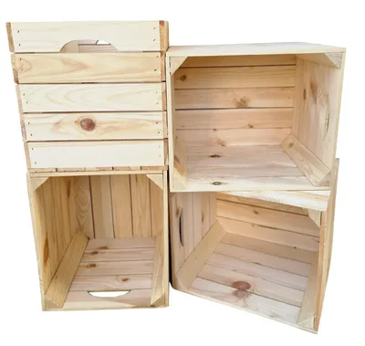 Produktbild von Holzkisten 4er mit Griffen passend zum Kallax Regal, Sehr stabile Aufbewahrungsbox