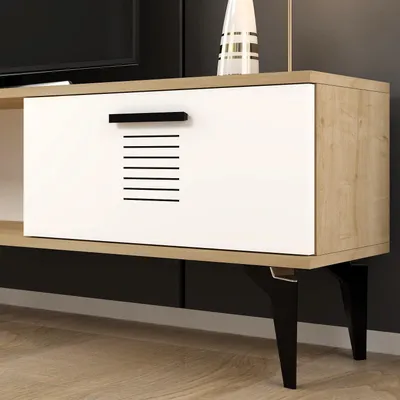 TV-Standard Saphireiche Weiß 150x44,6x29,6 cm Melamin