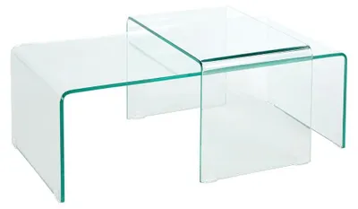 Produktbild von Stapelbare Couchtische HOLOW – Set aus 2 Design-Couchtischen aus gehärtetem Glas