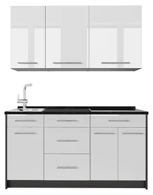 Obrázek produktu pro Jednotková kuchyně Vicco Fame-Line Bílá vysoký lesk/Antracit 150 cm bez pracovní desky, Model 64770