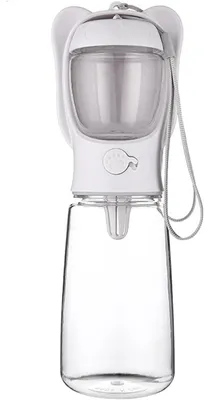 Produktbild von Tragbare Hunde-Trinkflasche 550 ml mit Snackfach – Auslaufsichere Wasserflasche mit Napf für kleine Hunde, ideal für Reisen & Wandern