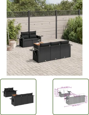 Produktbild von The Living Store 6-tlg. Garten-Sofagarnitur mit Kissen Schwarz Poly Rattan