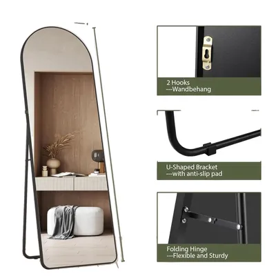 Produktbild von Vollkörperspiegel, elegantes Design, vielseitige Platzierung, Schwarz gewölbt