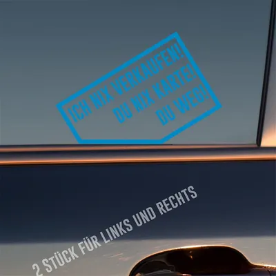 Produktbild von Auto Aufkleber Ich nix verkaufen! Du nix Karte! Du weg! 2 Stück Rechts & Links 9x5,7 cm Hellblau Sticker Heckscheibenaufkleber