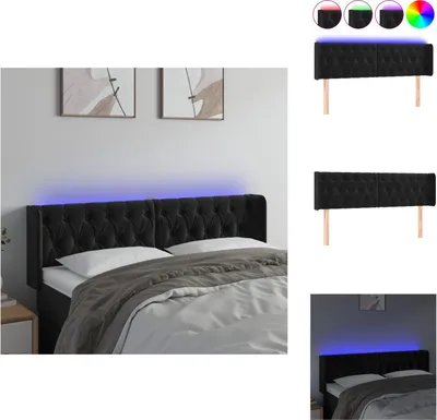 Produktbild von vidaXL LED Kopfteil Schwarz 147x16x78/88 cm Samt -  Kopf- & Fußenden
