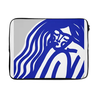 Produktbild von MuchoWow® Laptop Hülle 17 Zoll Laptoptasche Blau - Porträt - Frau - Abstrakt - Zipper - Schutzabdeckung