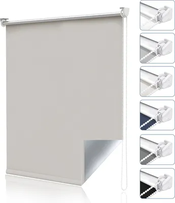 Produktbild von Allesin Verdunklungsrollo ohne Bohren & mit Bohren, Klemmrollo Fensterrollo Creme 80x150cm (BxH) , Thermorollo Sichtschutz und Sonnenchutz, Klemmrollo rollos für Fenster & Tür