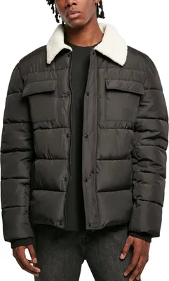 Immagine prodotto di Giacca-camicia imbottita con collo in sherpa Bunda Urban Classics, nera - S