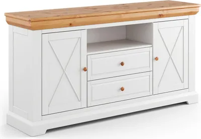 Produktbild von Kommode Marone Elite Sideboard Massivholz geölt Ausführung wählbar,166cm,weiß / Kiefer Natur