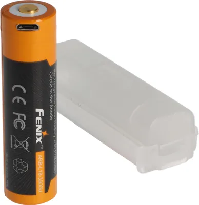 Produktbild von Li-Ion Akku 18650, 3500mAh geschützt mit USB Ladefunktion, 70x18,6mm, mit AccuSafe