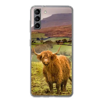Produktbild von MuchoWow® Handyhülle Schutzhülle Hülle für Samsung Galaxy S21 Plus Schottischer Highlander - Berg - Herbst Silikon Softcase Handy Hülle - Handy-Tasche