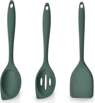 Produktbild von Set von 3 Silikonlöffeln, 28 cm, Antihaftbeschichtung, BPA-frei, hitzebeständig, zum Kochen