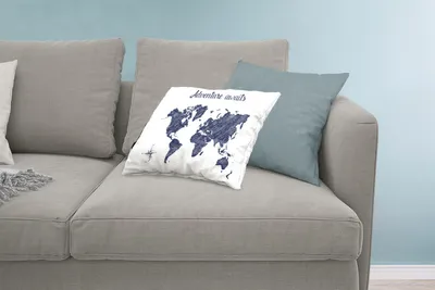 Produktbild von MuchoWow® Zierkissen Sofakissen Wohnzimmer Dekokissen 60x40 cm Weltkarte - Blau - Zitat - Kopfkissen - Polster mit Foto