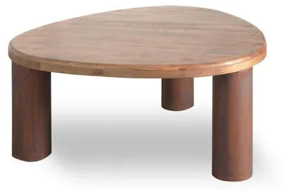 Produktbild von GAUDI Couchtisch Rund 97x92 cm Massivholz Mango – Handgefertigter Wohnzimmertisch mit markanten Rundbeinen