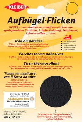 Produktbild von KLEIBER Köper-Aufbügel-Flicken 400 x 120 mm schwarz