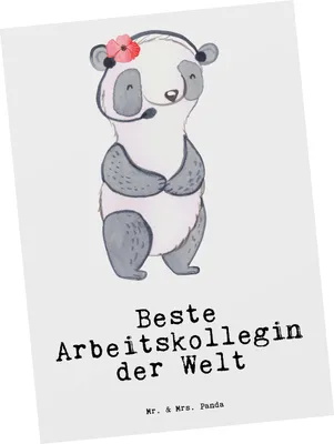 Produktbild von Mr. & Mrs. Panda Postkarte Panda Beste Arbeitskollegin der Welt - Weiß - Geschenk, Grußkarte, Postkarten, Abschiedsgeschenk, Kollegin, Ansichtskarte, bildkarte, Arbeit