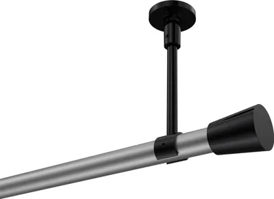 Produktbild von Interdeco Gardinenstange / Vorhangstange Silbergrau / Schwarz, Typ Sonette Sitra (Konus) ohne Ringe, Deckenmontage, 20 mm Ø 1-läufig, 480 cm