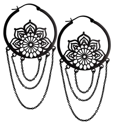 Produktbild von Wildcat Ohrringe - La Fleur Hoops - Schwarz - Chirurgenstahl 316L - wasserfest, langlebig, hautverträglich, Schwarz
