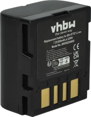 Produktbild von vhbw Akku kompatibel mit JVC GR-DF470, GR-DF450U, GR-DF430US, GR-DF450, GR-DF450US, GR-DF470US Videokamera Camcorder (600 mAh, 7,2 V, Li-Ion)